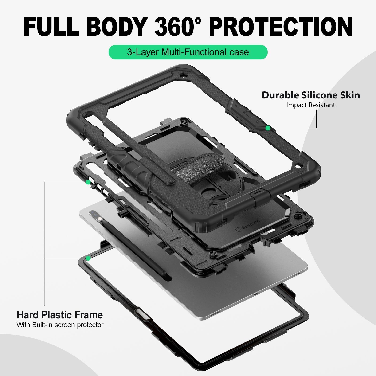 SEYMAC Galaxy Tab S7 Plus/S7 FE 12.4 Inch Case (2020/2021)-Silicone-S Series-SEYMAC