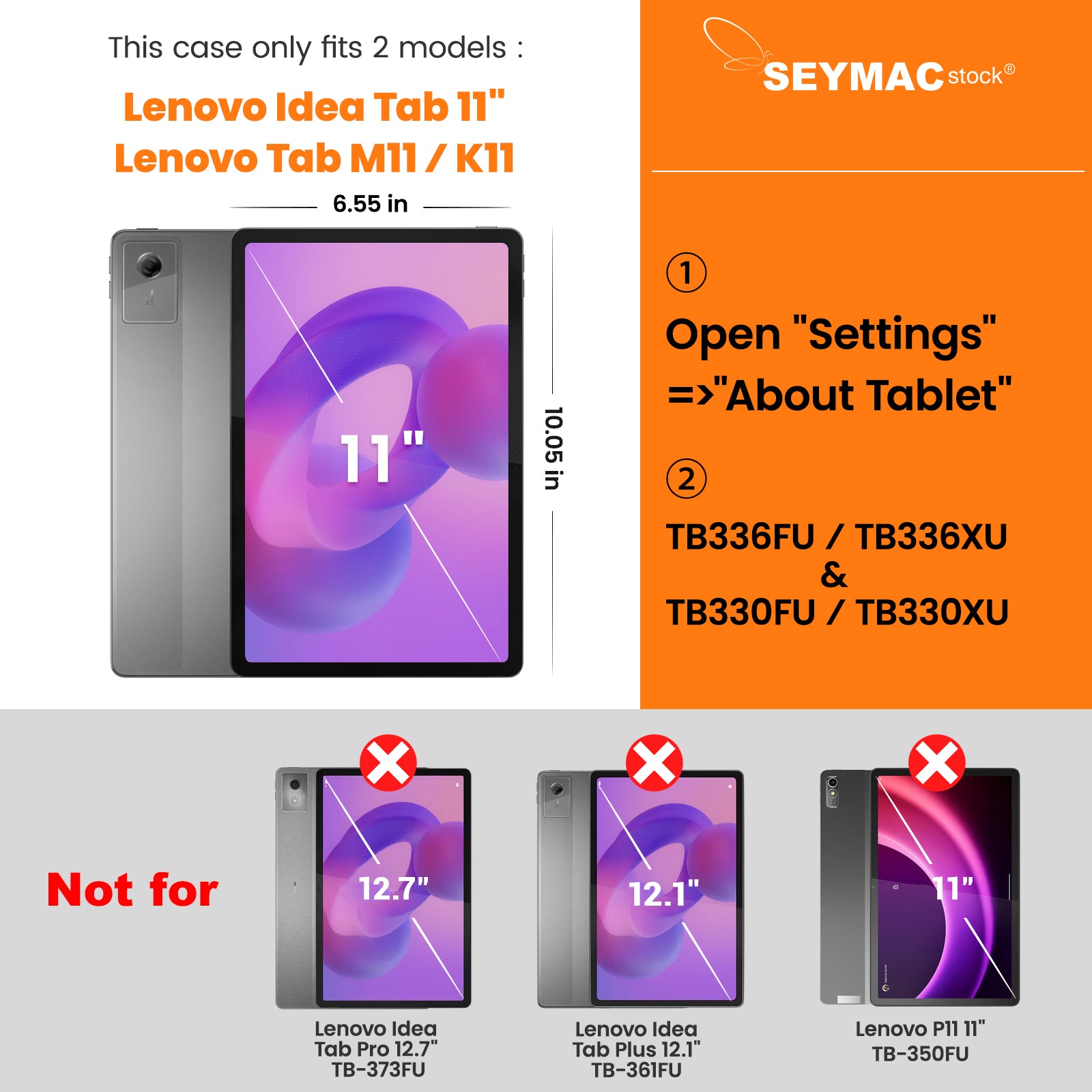 SEYMAC stock Case for Lenovo Idea Tab 11'' 2025/ Tab M11 2024/ K11 (TB336FU/TB330FU), Drop-Proof Case for Lenovo 11 inch with 360° Rotate Stand/Strap [Pen Holder] & Screen Protector
