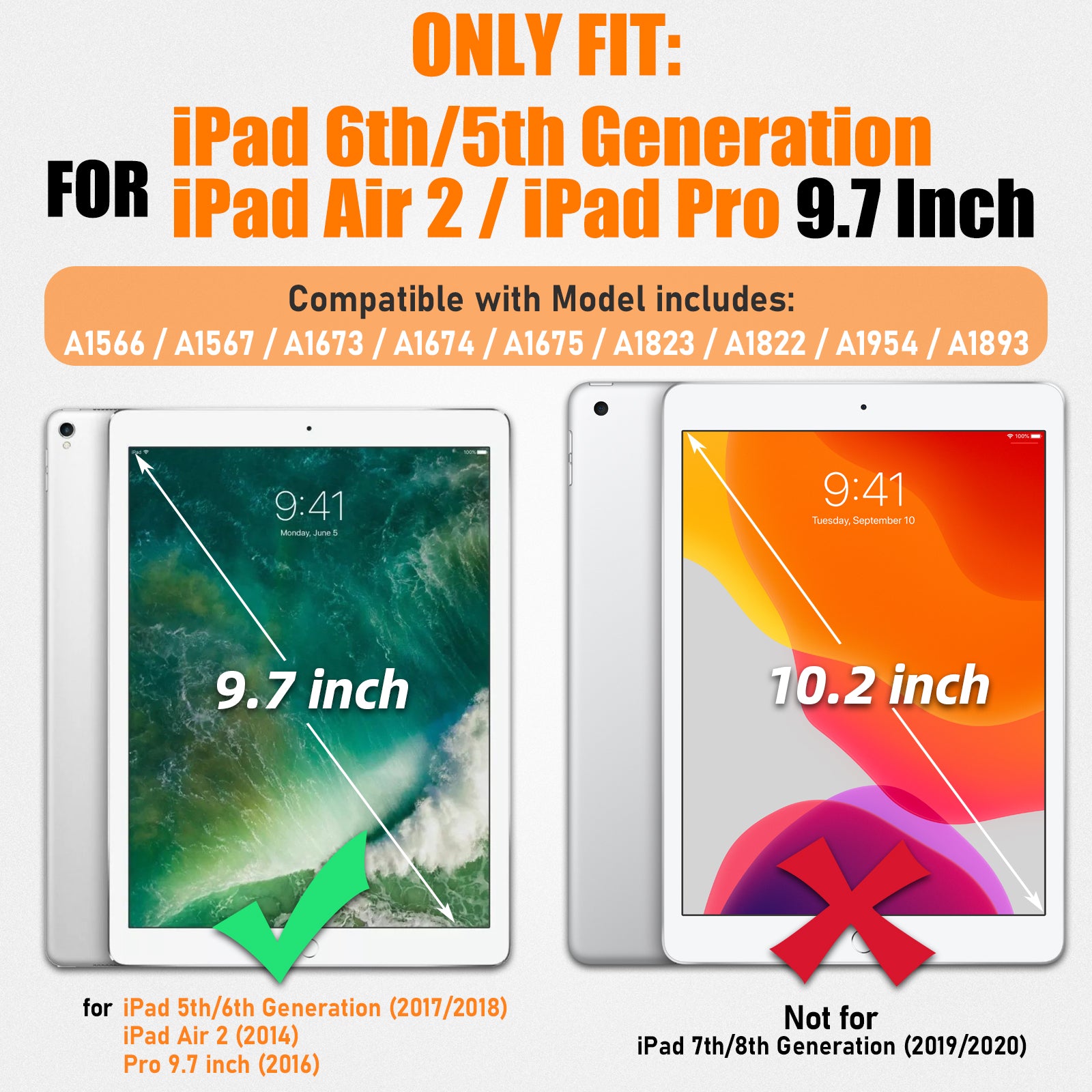 SEYMAC stock Case for iPad 6th/5th Gen / Air 2 / Pro 9.7''